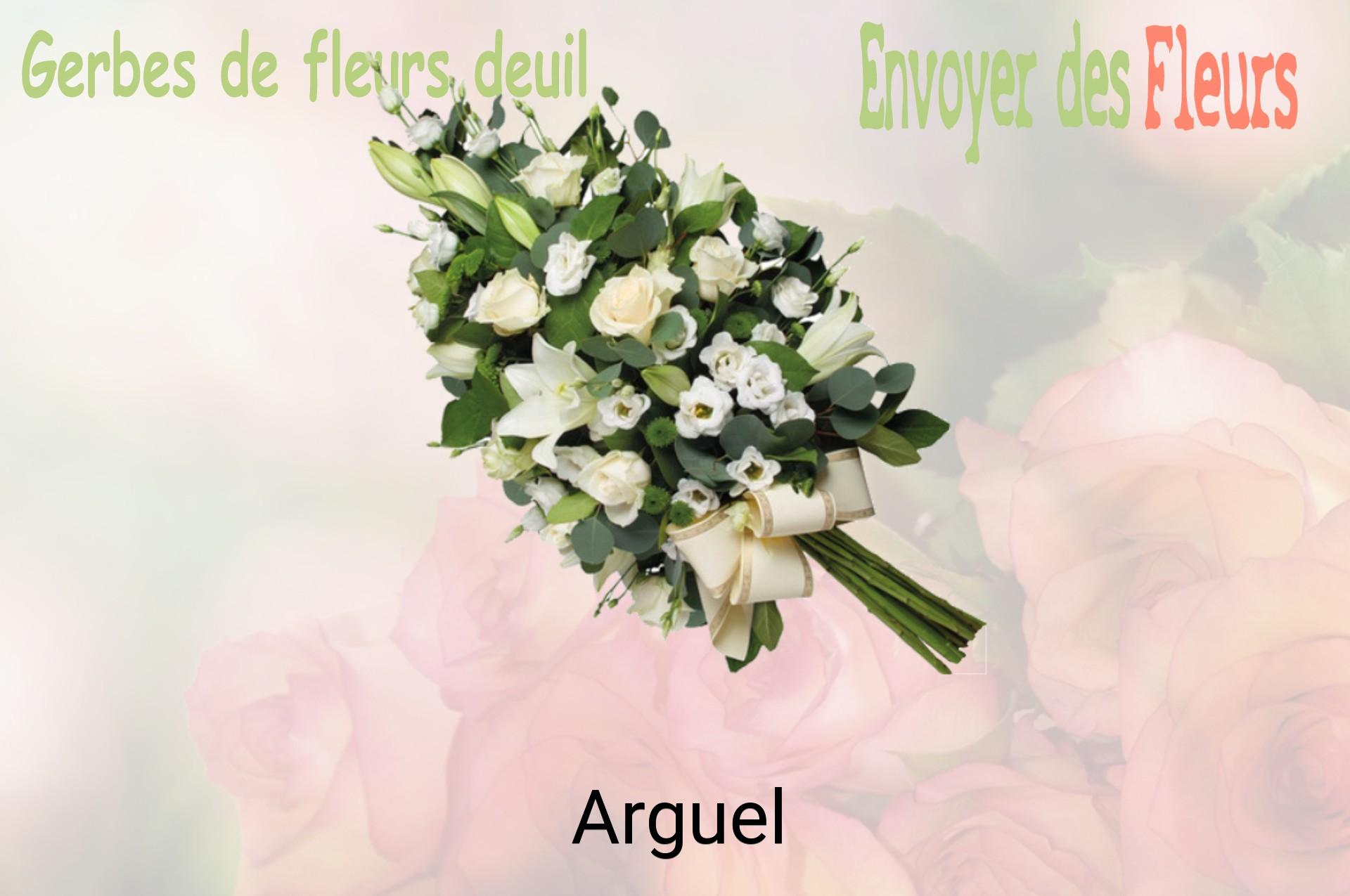 Gerbe de fleurs de deuil livrée à Arguel